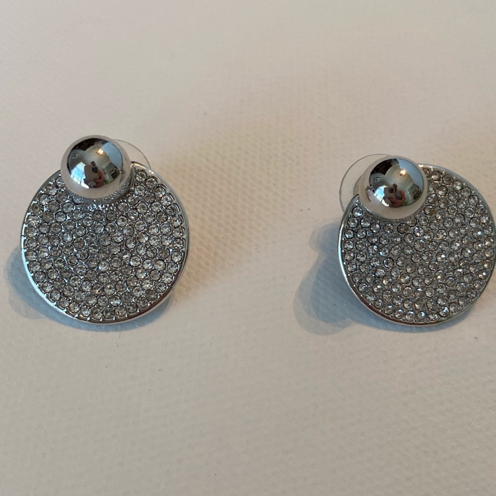 Vince Camuto Silver Crystal Disc Earrings